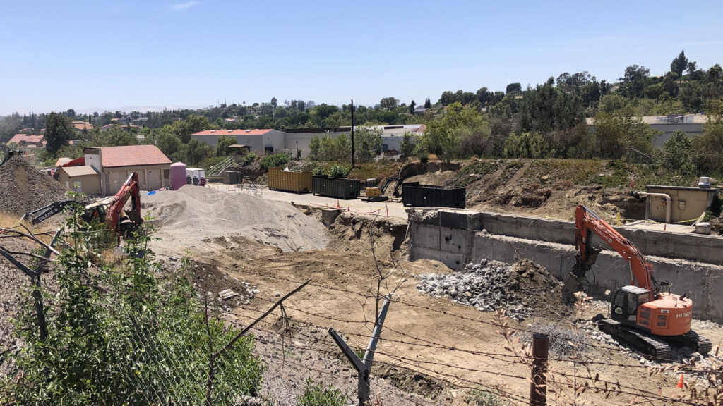 Construction site of water district adjacent to the creek